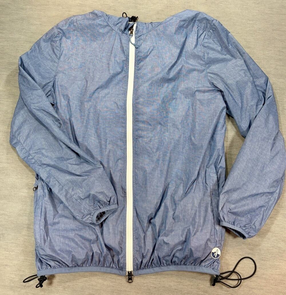 Johnnie-O Dakota Packable Wind Rain Breaker Jacket Mens XL Blue Full-Zip Hooded